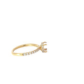 18k Yellow Gold .35ct F VS2 Solitaire Mounting For 1.00ct Round Diamond with Thin Diamond Shank and Under Halo